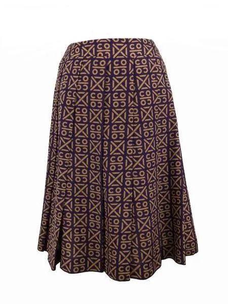 Chanel Printed Silk Pleated Skirt Size S