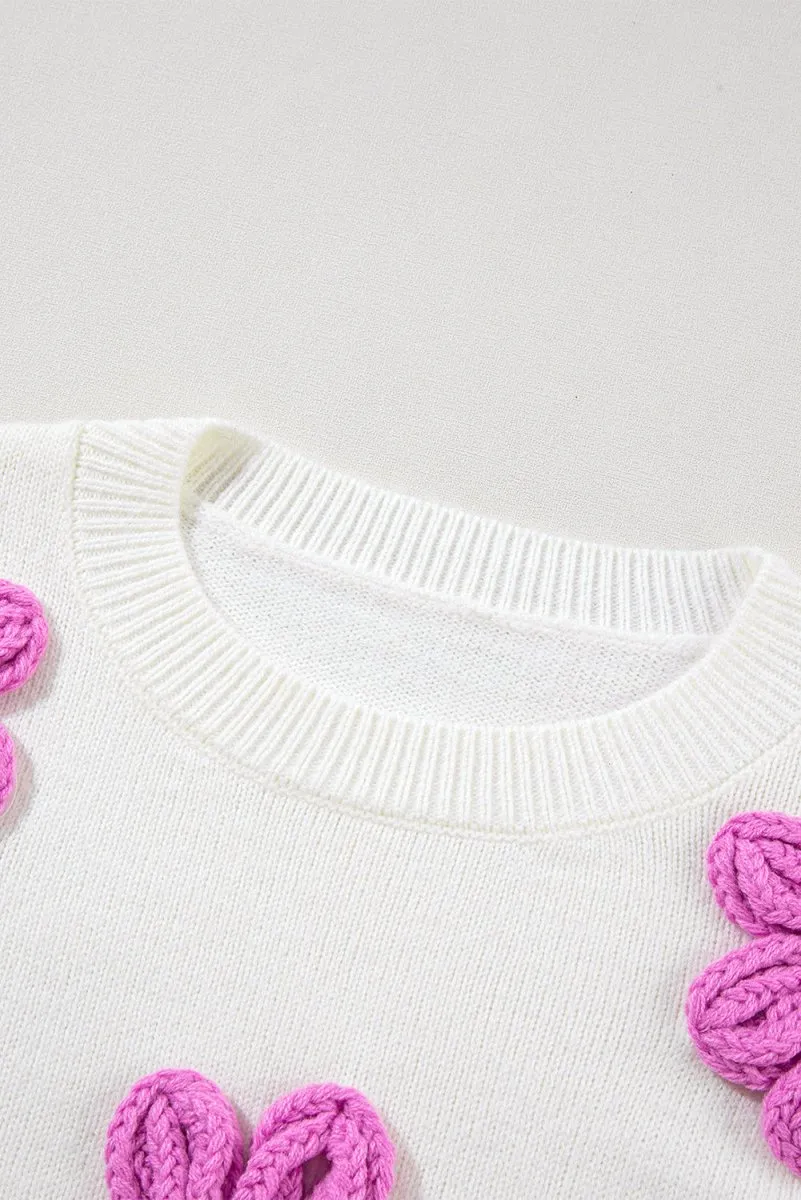 Chunky Floral Crochet Knit Sweater