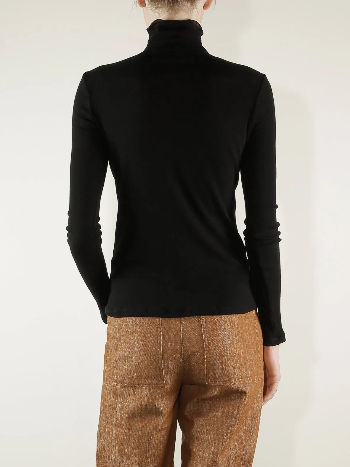 Cleo Turtleneck in Lightweight Rib - Black