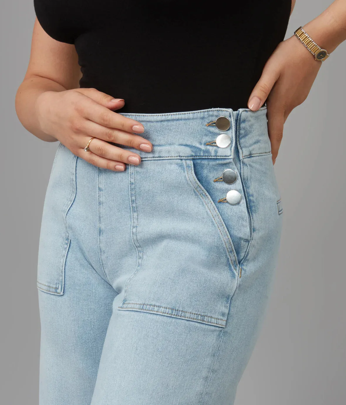 Colette High Rise Wide Leg Jeans - Cool Mist