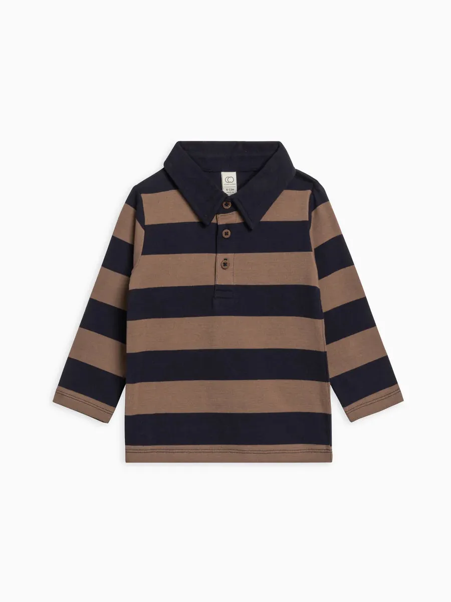 Colored Organics - Doyle LS Collared Top - Rugby Stripe/Navy Stripe