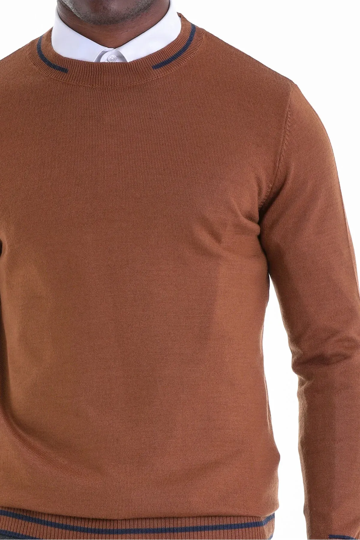 Comfort Fit Wool Blend Tobacco Crewneck Sweater