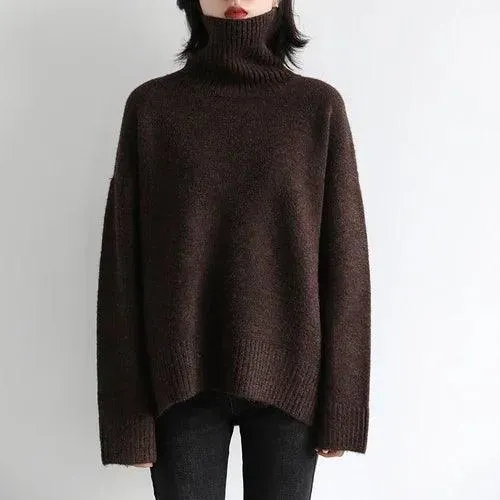 Cozy Mohair Turtleneck Sweater: Stylish Winter Pullover for Women