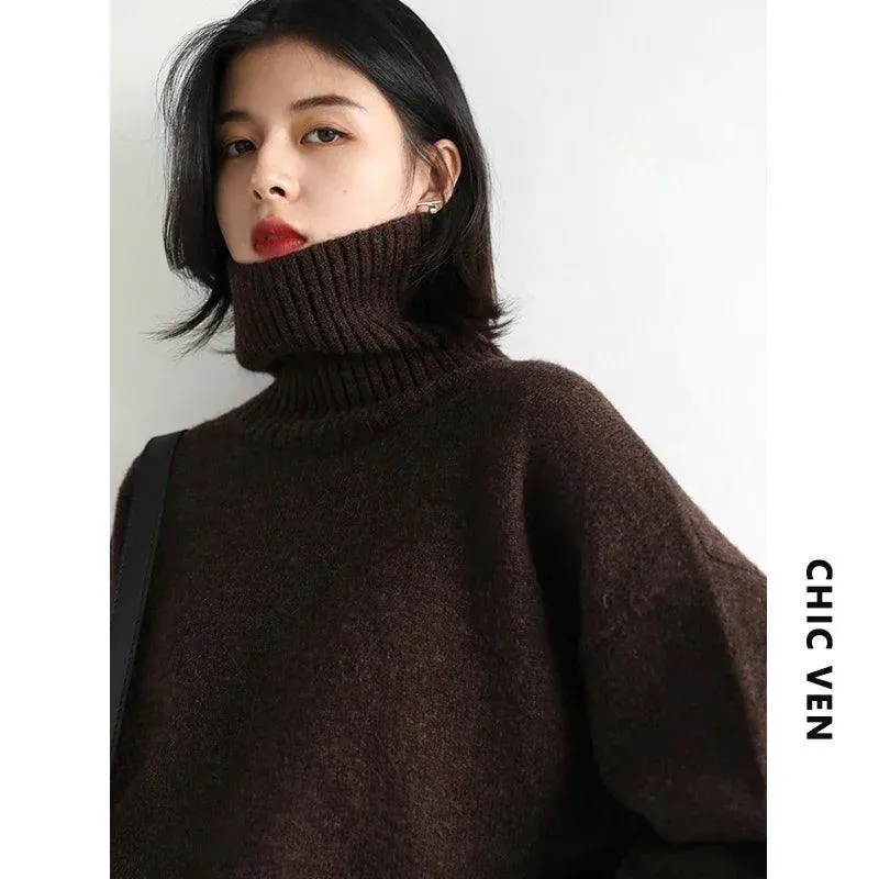 Cozy Mohair Turtleneck Sweater: Stylish Winter Pullover for Women