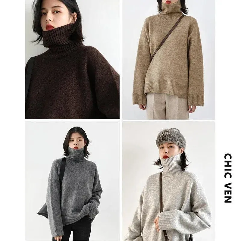 Cozy Mohair Turtleneck Sweater: Stylish Winter Pullover for Women