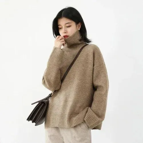 Cozy Mohair Turtleneck Sweater: Stylish Winter Pullover for Women