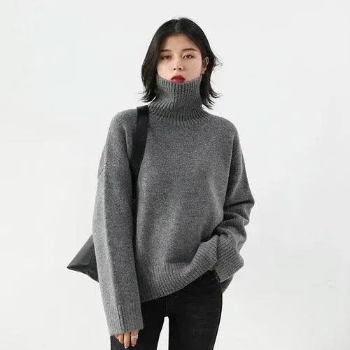 Cozy Mohair Turtleneck Sweater: Stylish Winter Pullover for Women