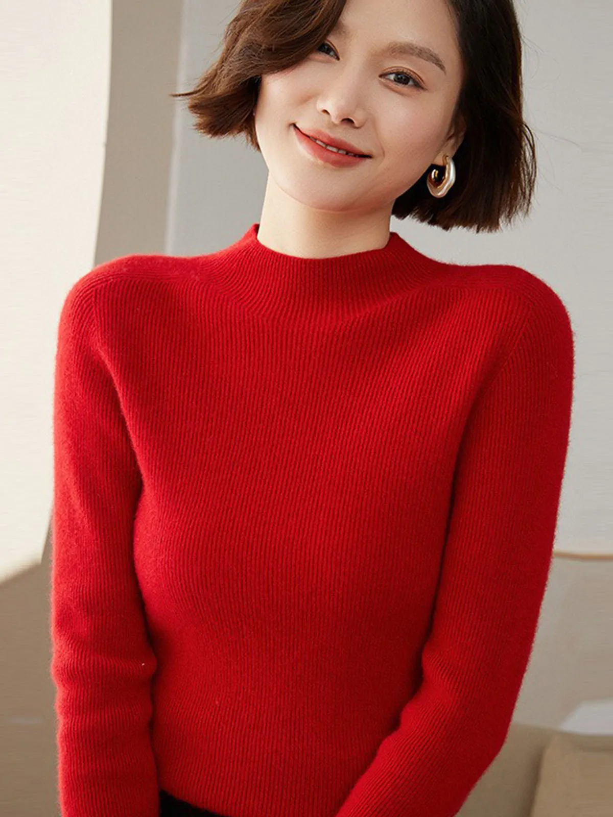 Cozy Seamless Turtleneck Thick Alashan Cashmere Sweater