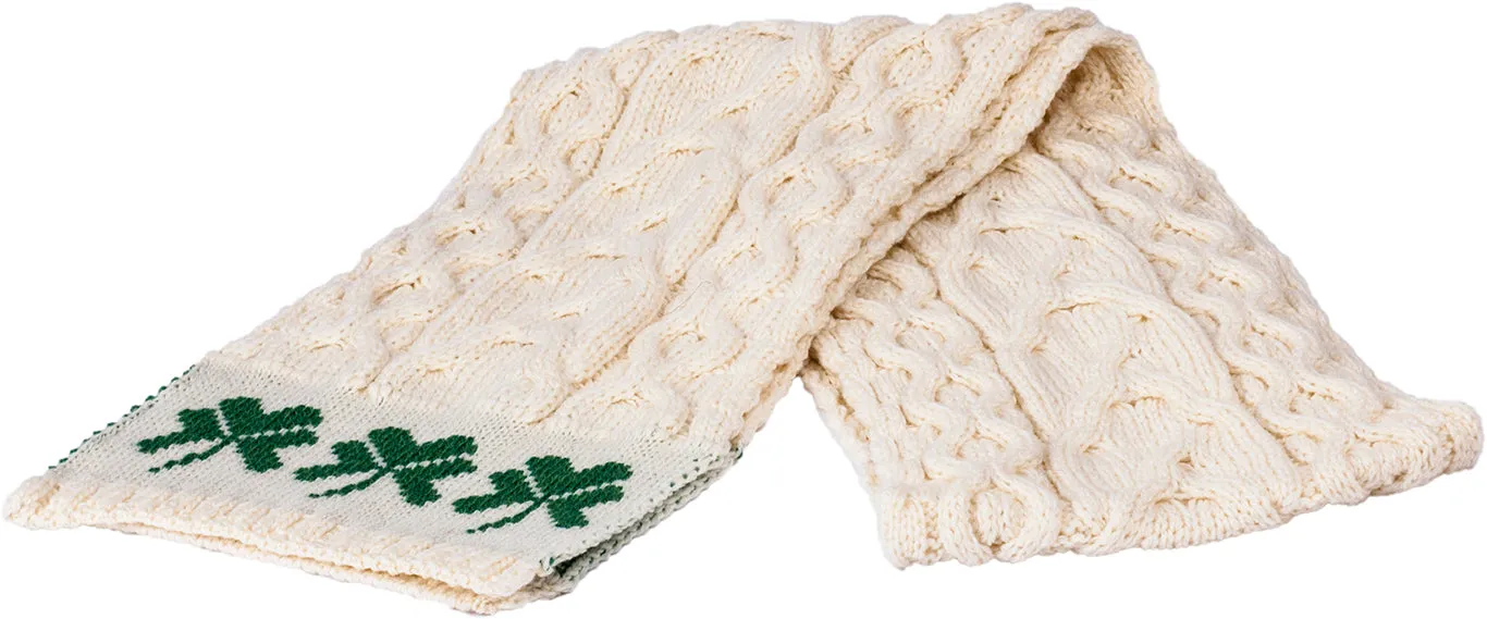 Cream Scarf with Shamrocks