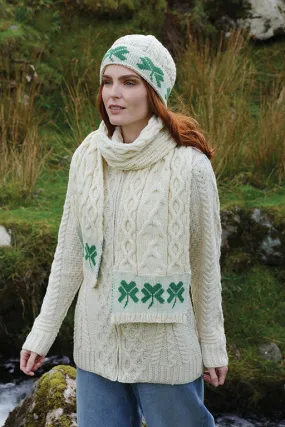 Cream Scarf with Shamrocks