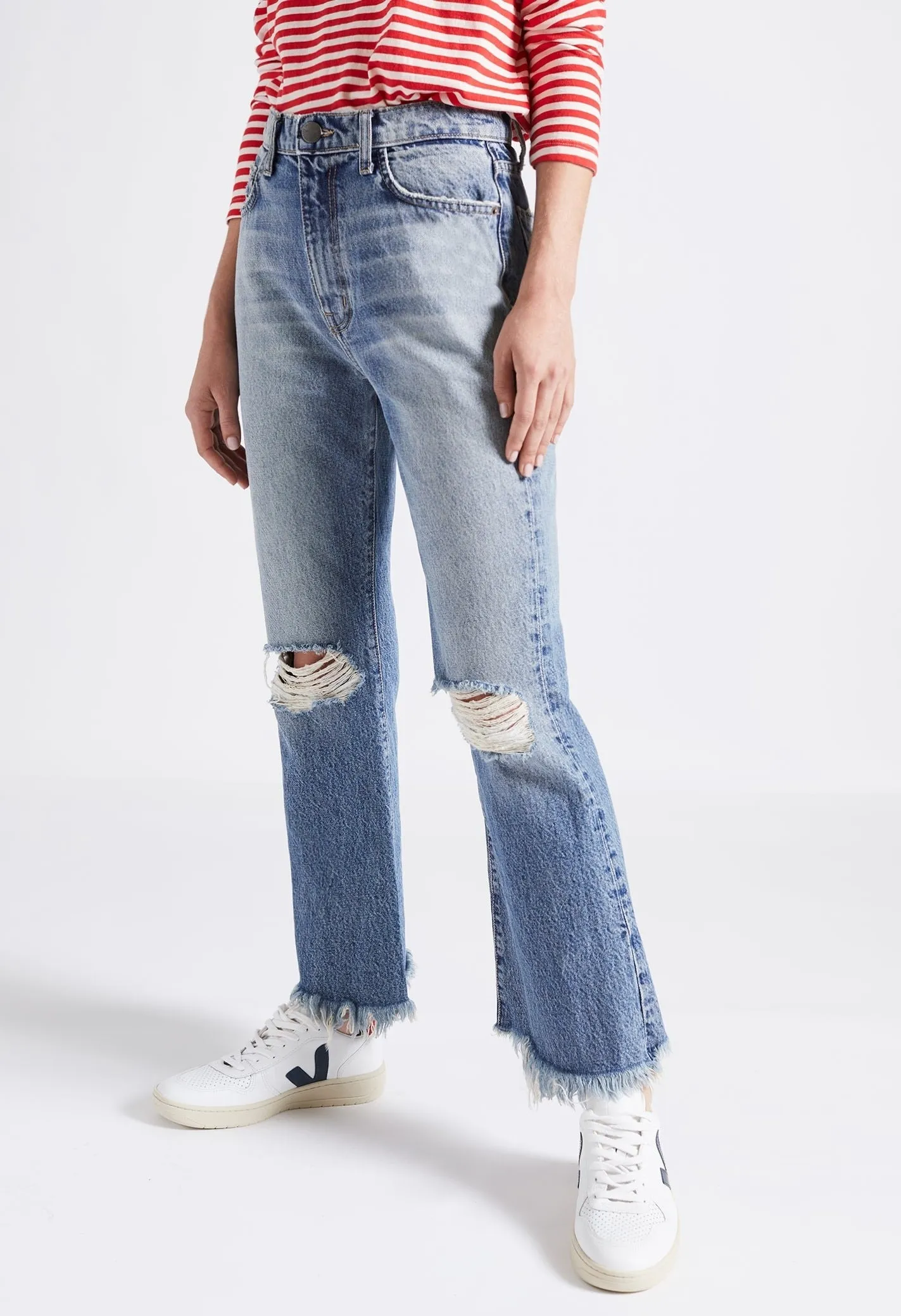 Current Elliott - The High Waist Kick Jean in Colette Destroy w/ Uneven Hem