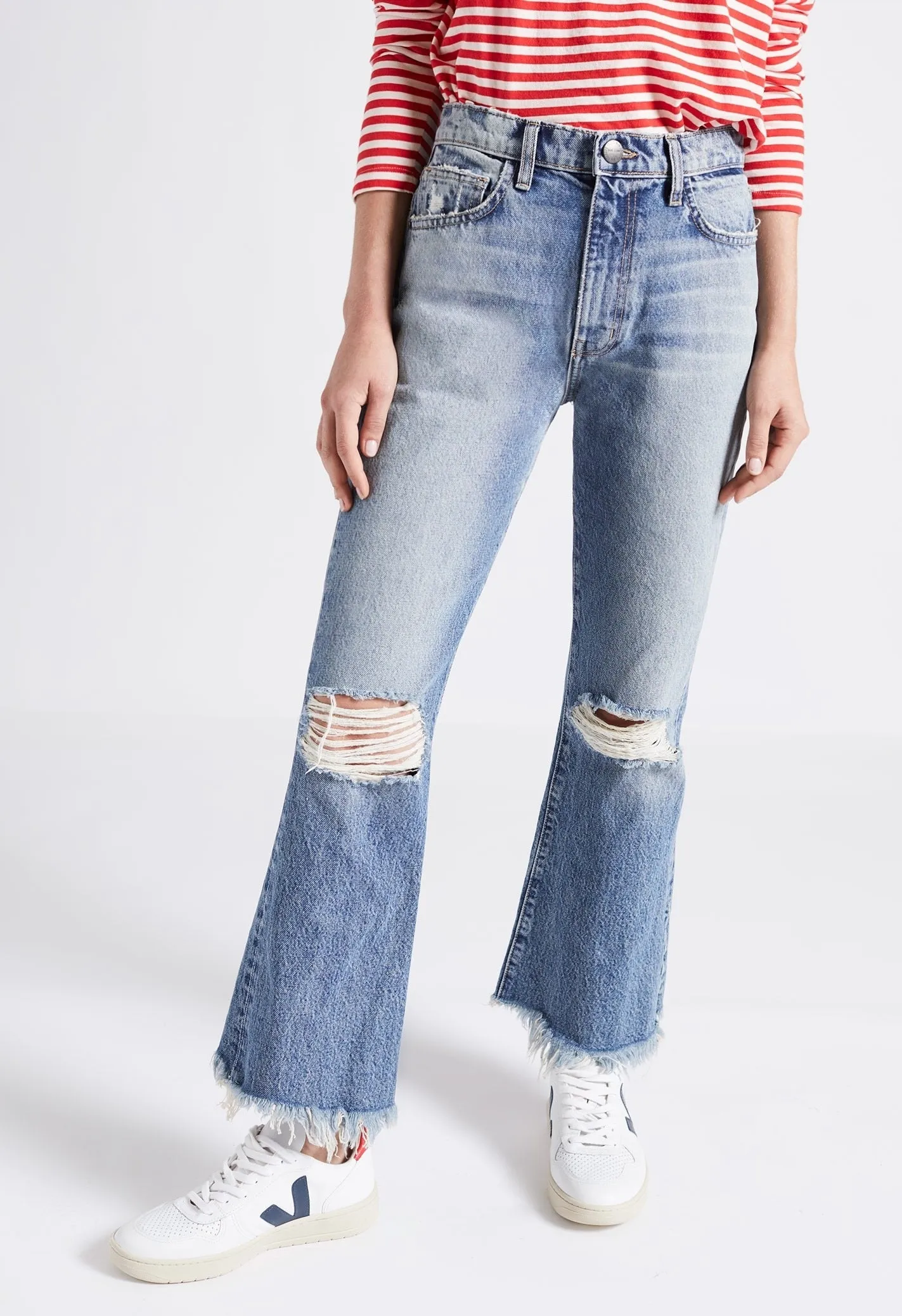 Current Elliott - The High Waist Kick Jean in Colette Destroy w/ Uneven Hem