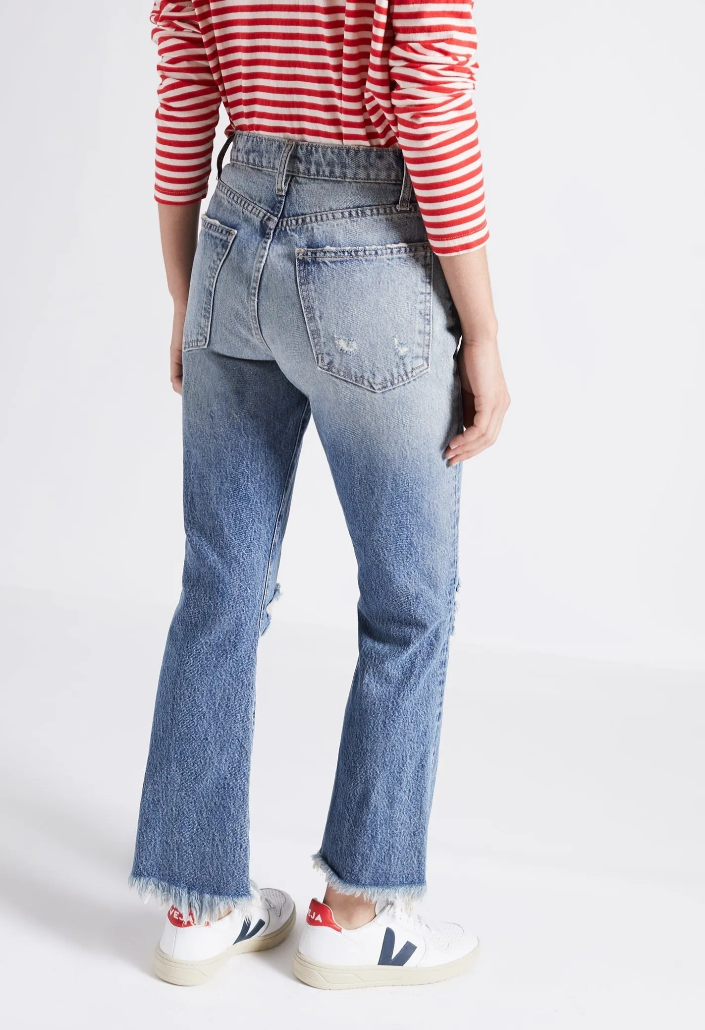 Current Elliott - The High Waist Kick Jean in Colette Destroy w/ Uneven Hem