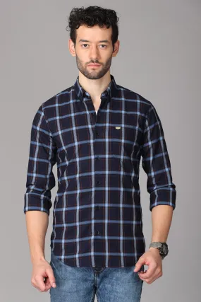 Dark Blue Checks Shirt