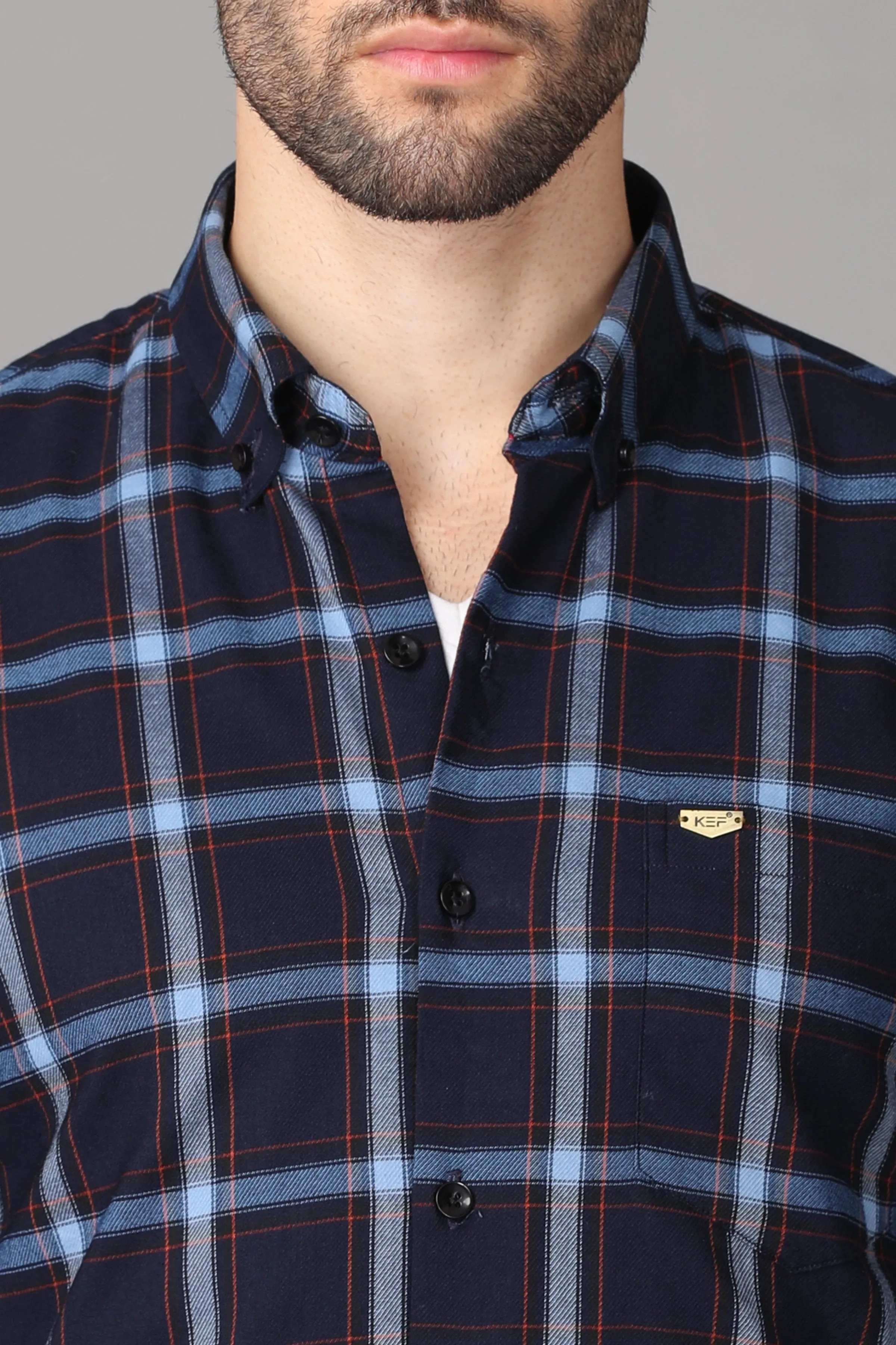 Dark Blue Checks Shirt