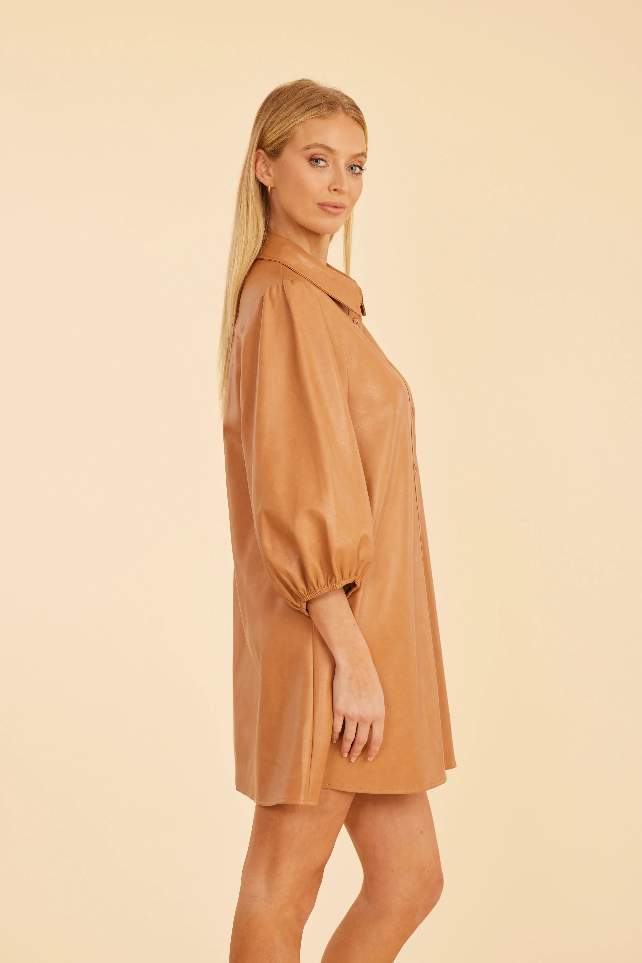 Dolce Cabo Soft Vegan Leather Dress - Camel