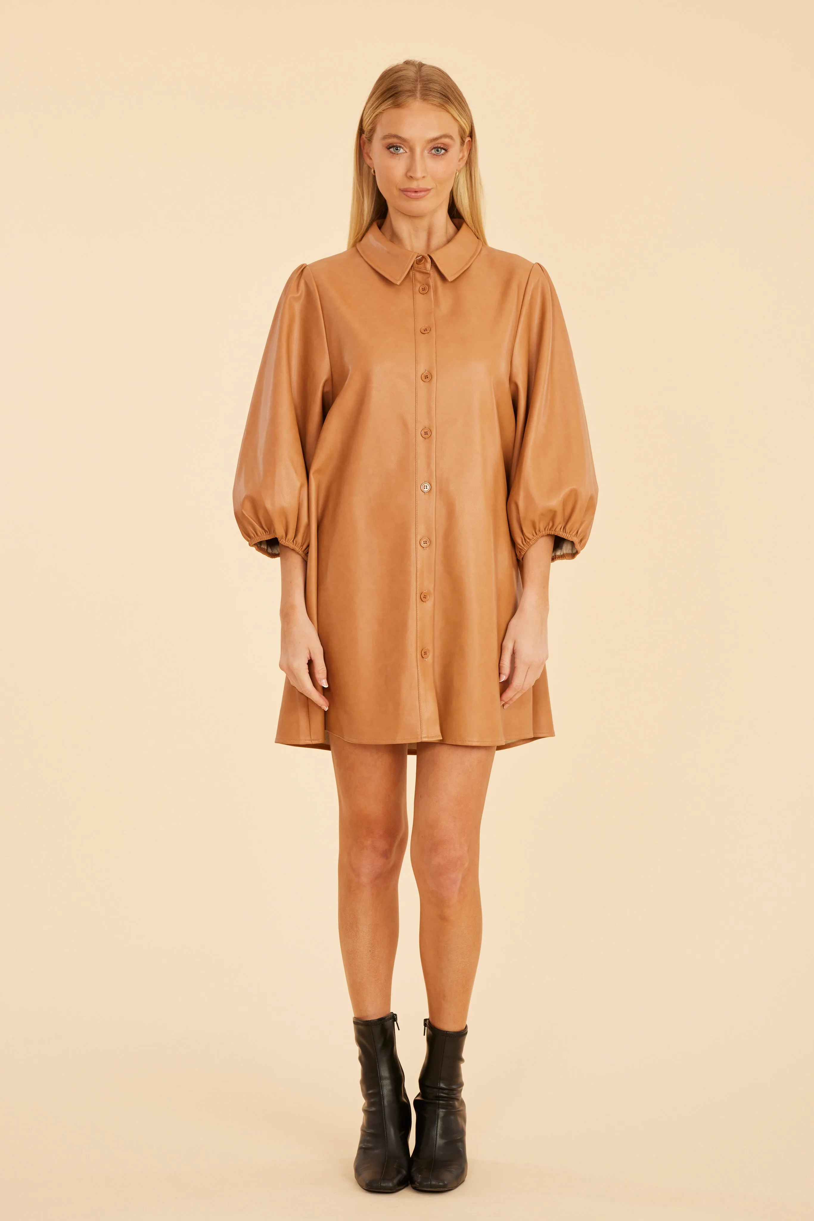 Dolce Cabo Soft Vegan Leather Dress - Camel