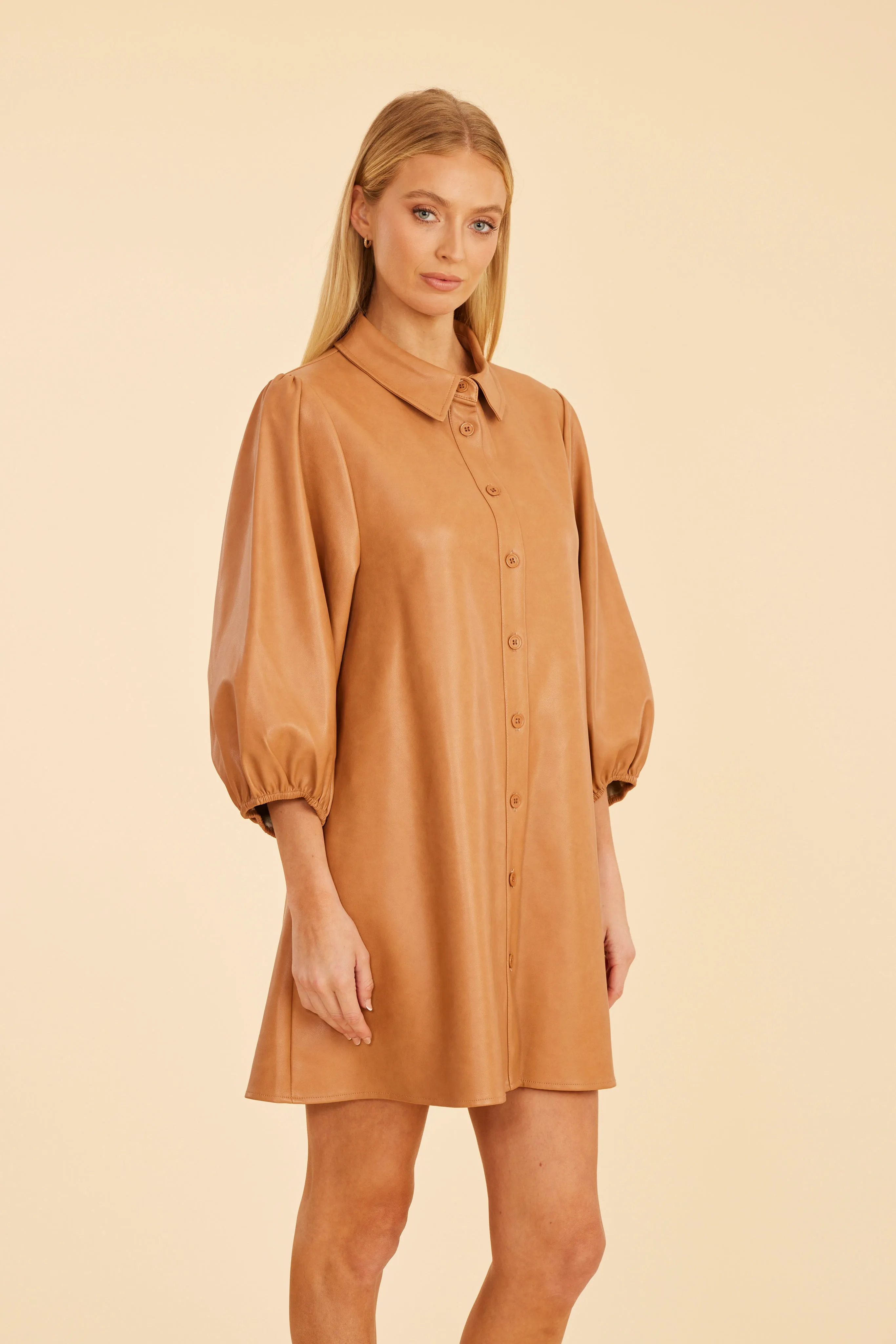 Dolce Cabo Soft Vegan Leather Dress - Camel