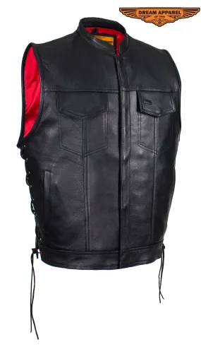 Dream Apparel Leather Conceal Carry Pocket Vest with Red Liner