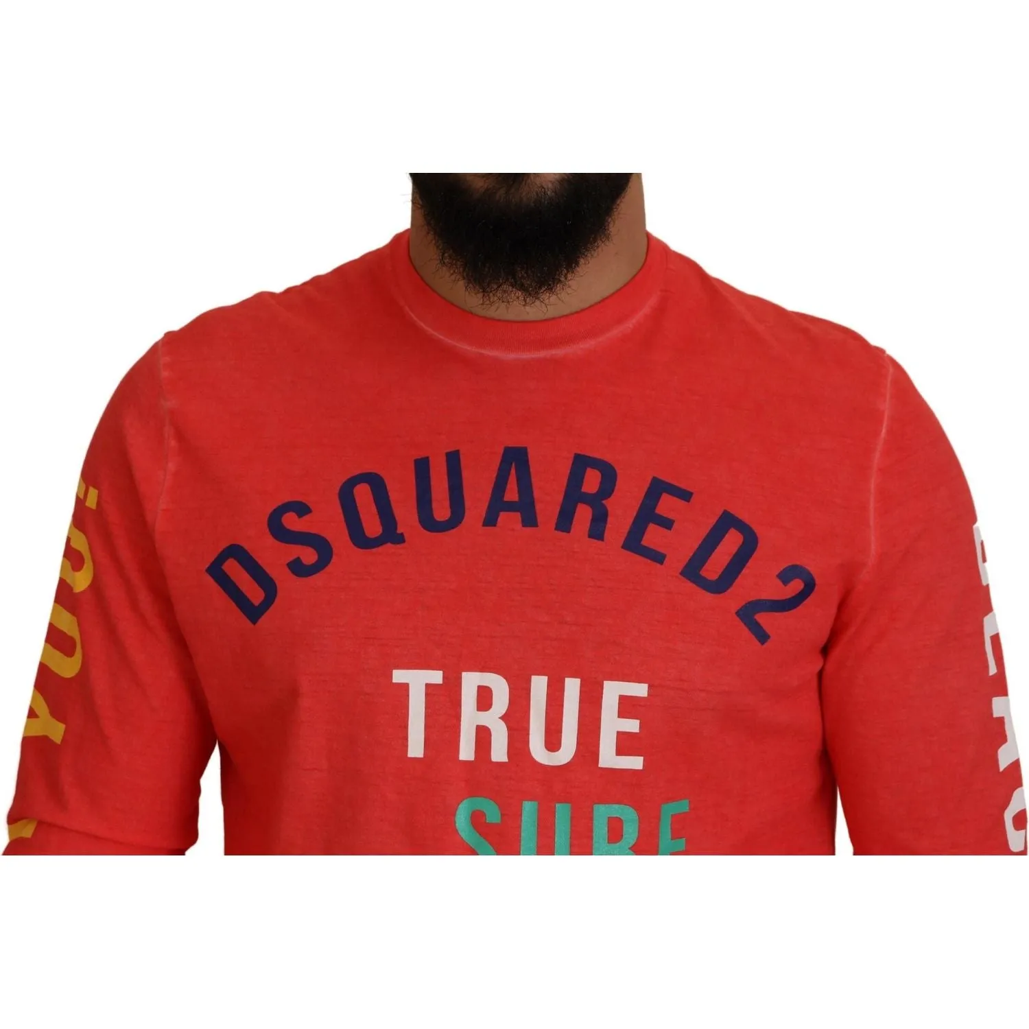 Dsquared² Orange Colorful Print Long Sleeves Top T-shirt