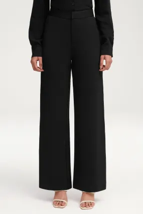 Essential Jersey Wide Leg Pants - Black