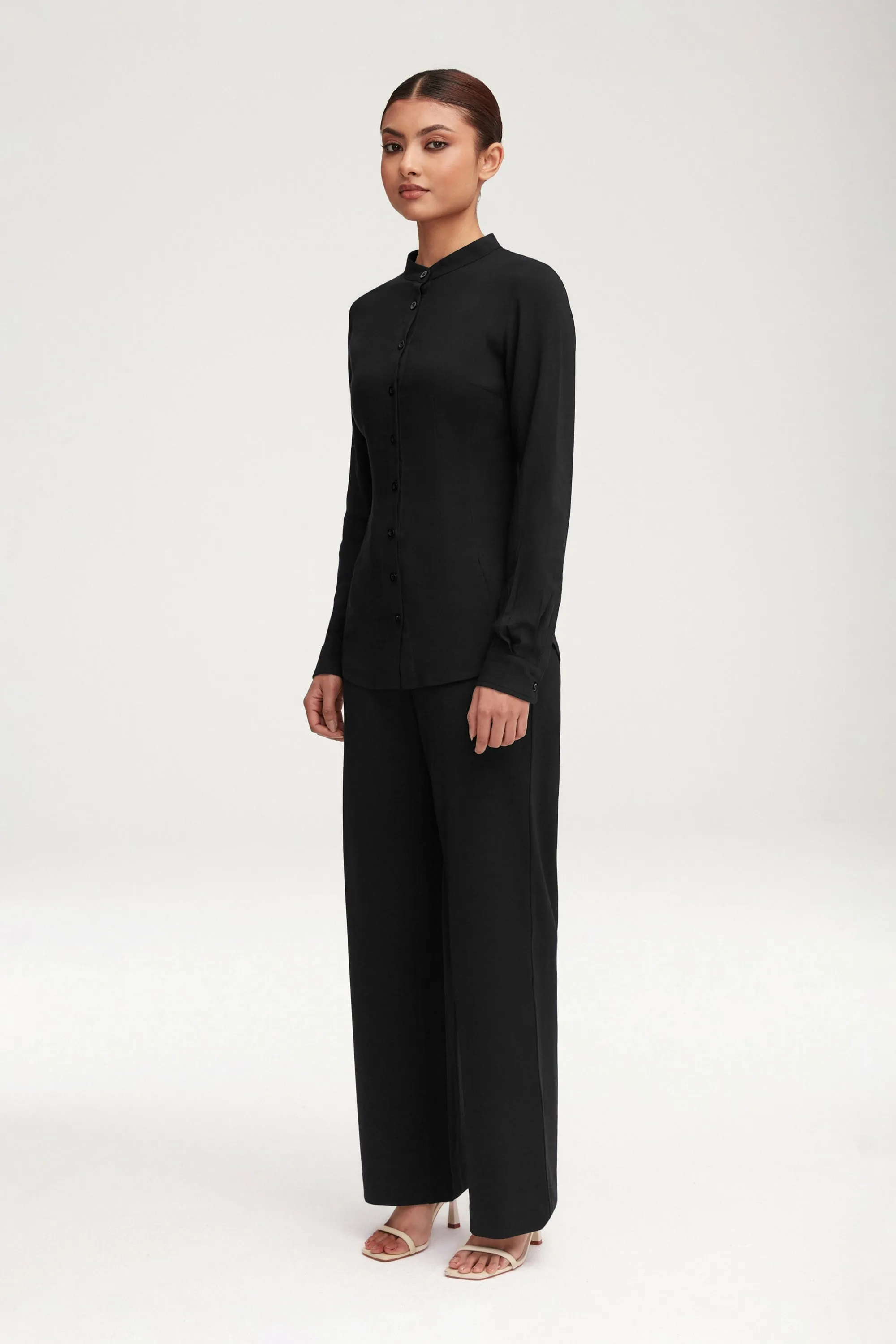 Essential Jersey Wide Leg Pants - Black