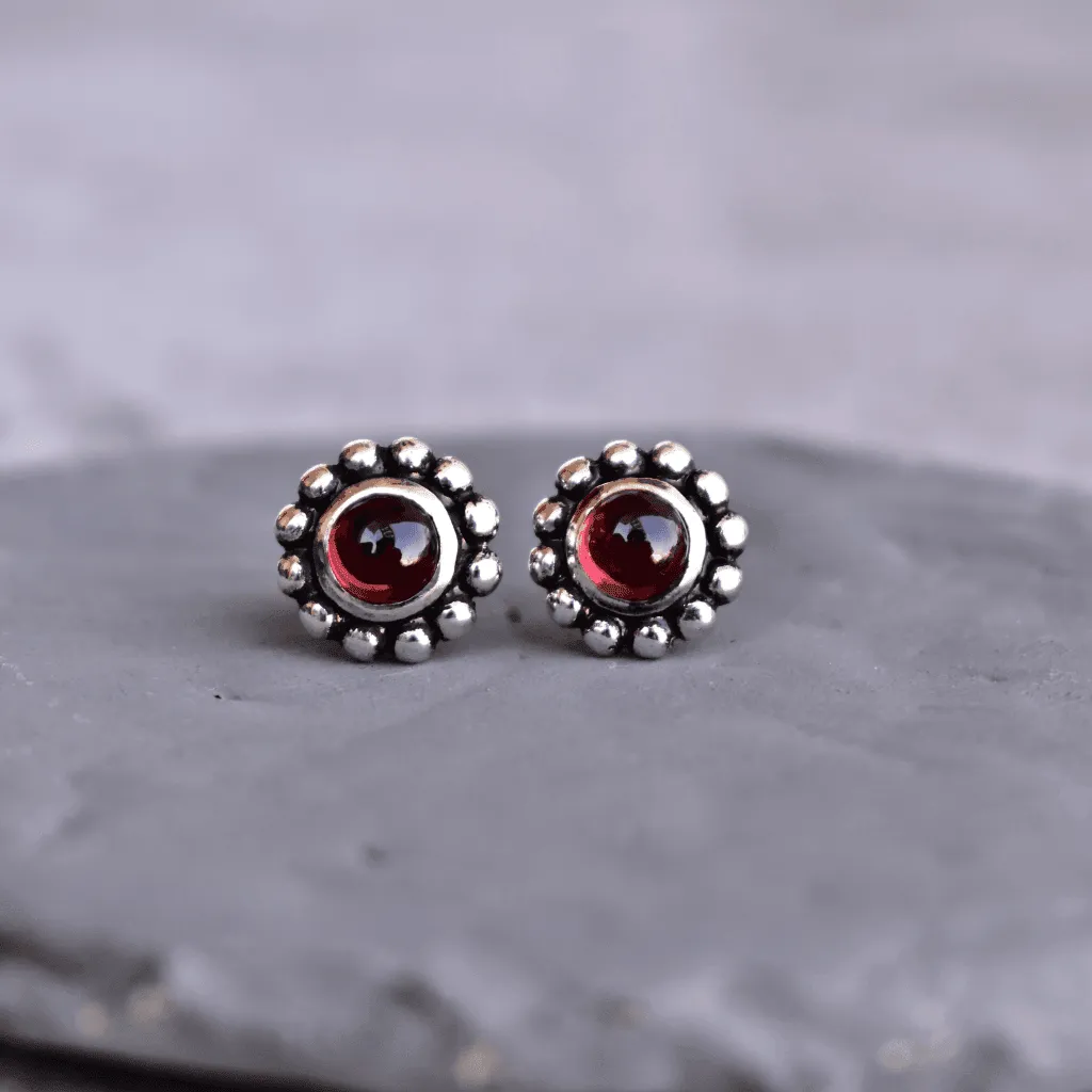 Flower Child -  Garnet Stud