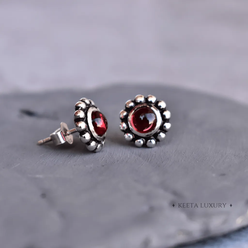 Flower Child -  Garnet Stud