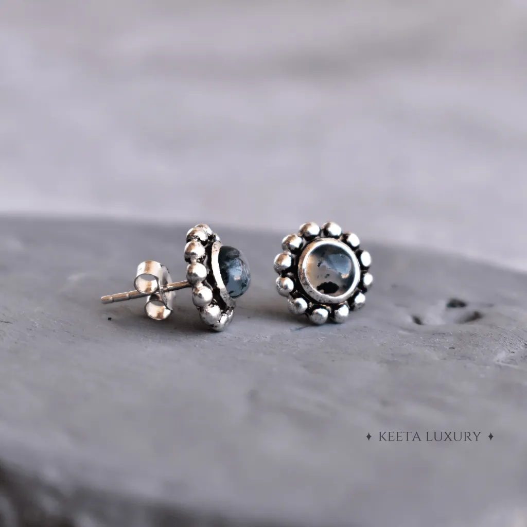 Flower Child - Moss Agate Studs