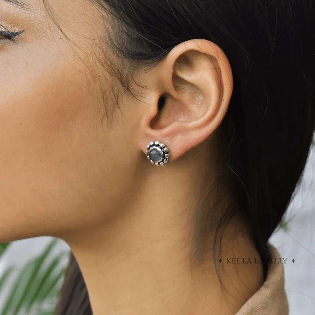 Flower Child - Moss Agate Studs