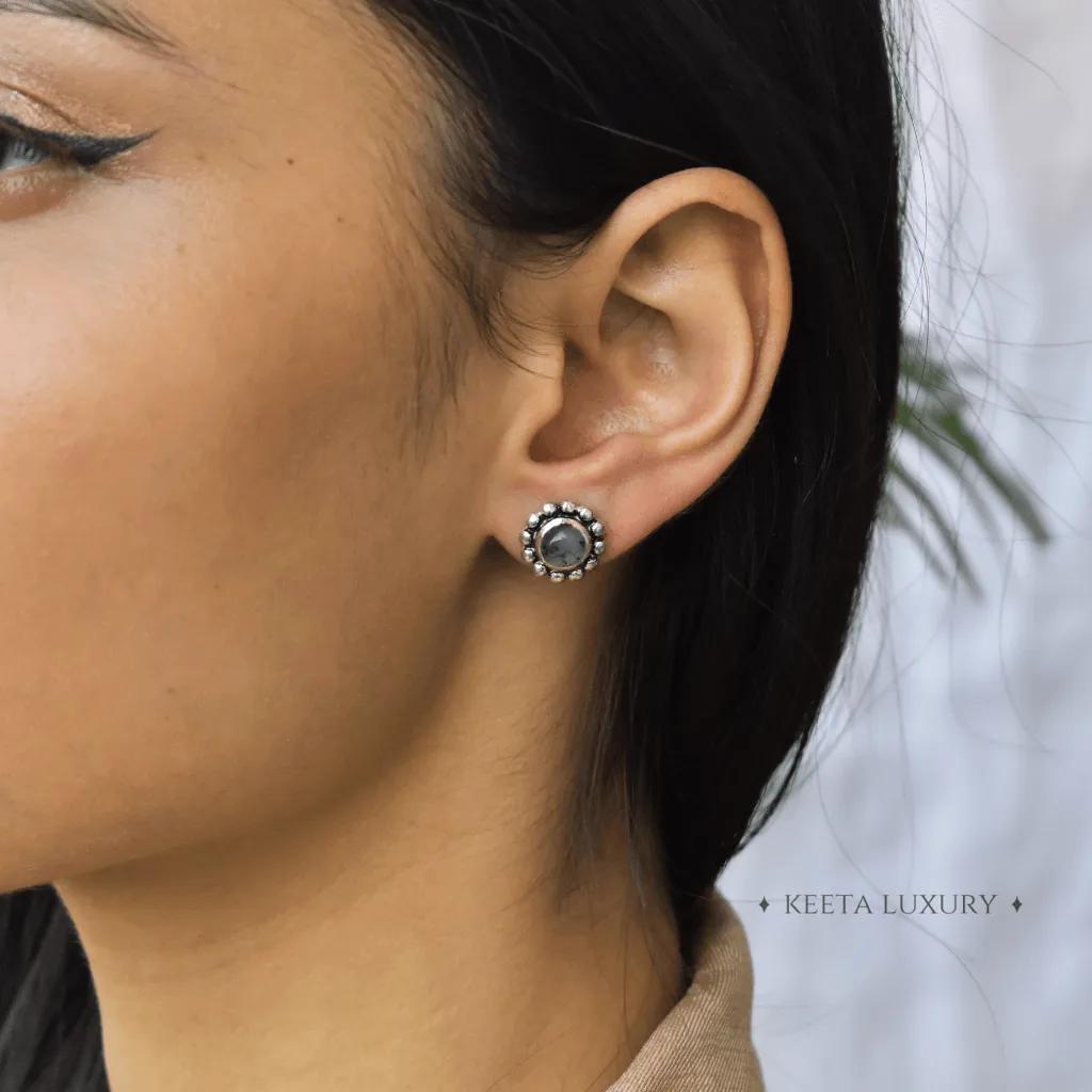 Flower Child - Moss Agate Studs