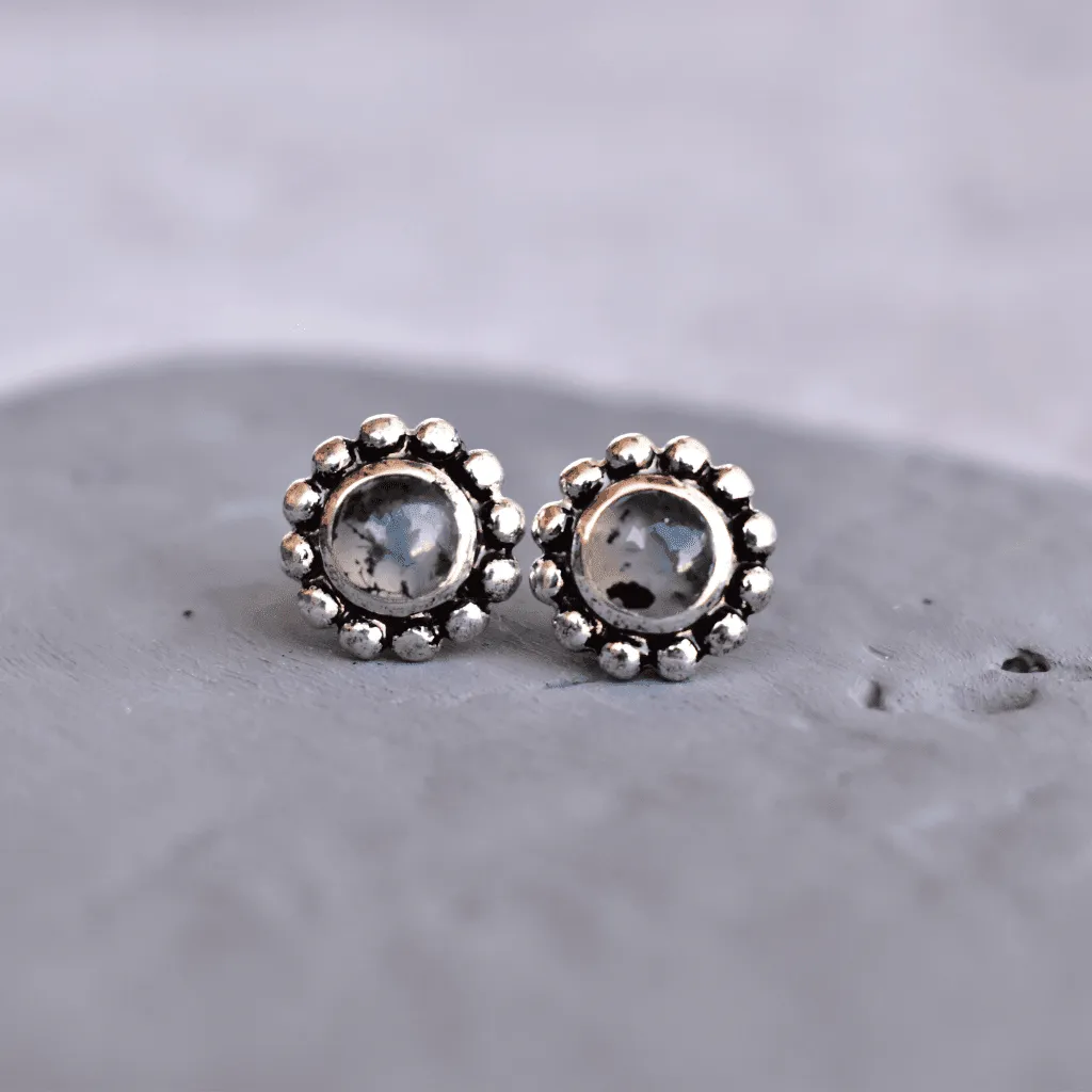 Flower Child - Moss Agate Studs