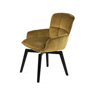 freifrau | marla armchair low | wood frame black | riga khaki