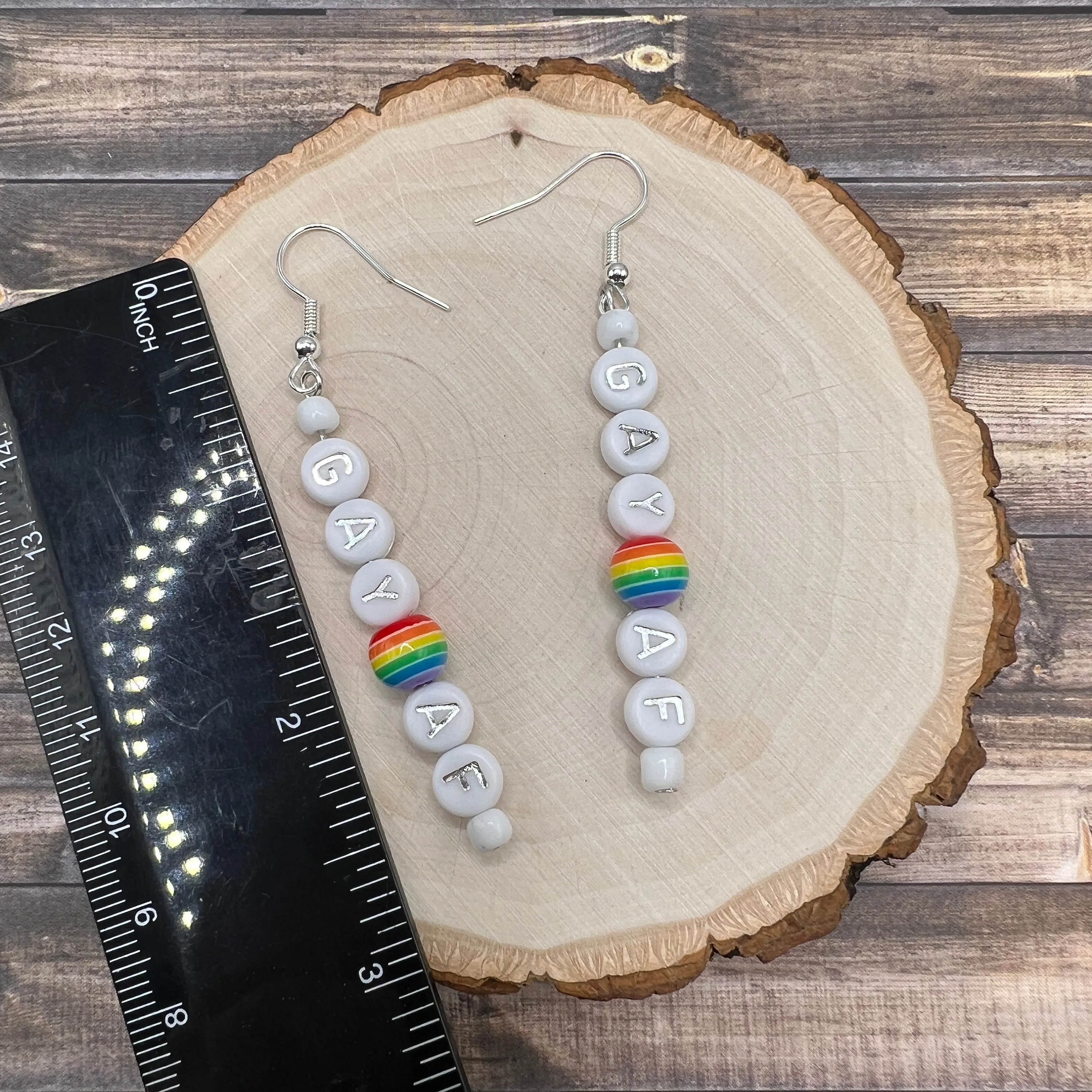 Gay AF Handmade Alphabet Bead LGBTQ  Pride Month Hypoallergenic  Earrings