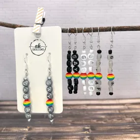 Gay AF Handmade Alphabet Bead LGBTQ  Pride Month Hypoallergenic  Earrings