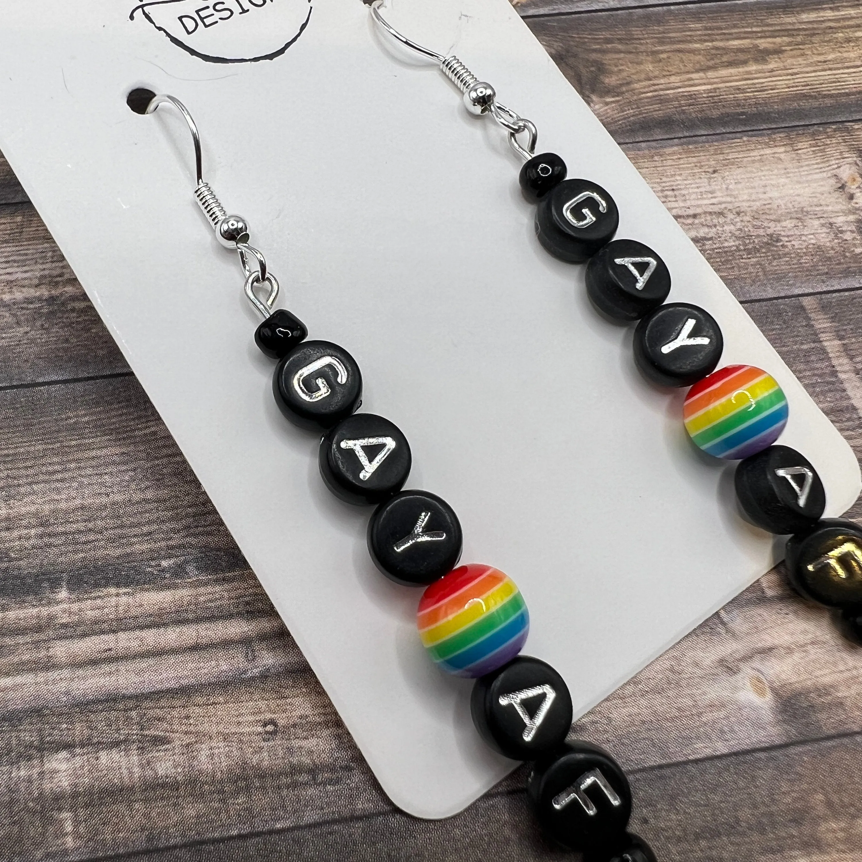 Gay AF Handmade Alphabet Bead LGBTQ  Pride Month Hypoallergenic  Earrings