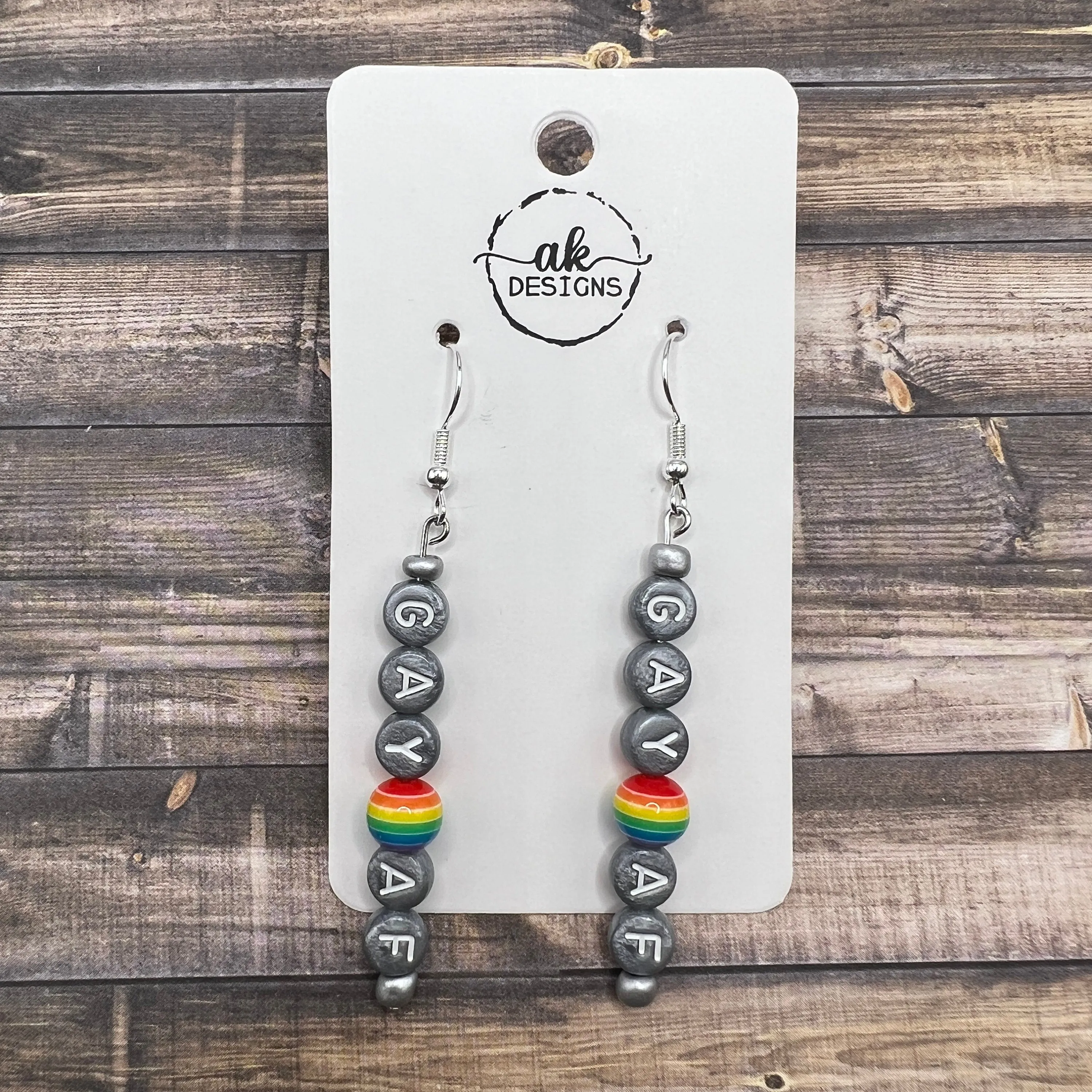 Gay AF Handmade Alphabet Bead LGBTQ  Pride Month Hypoallergenic  Earrings