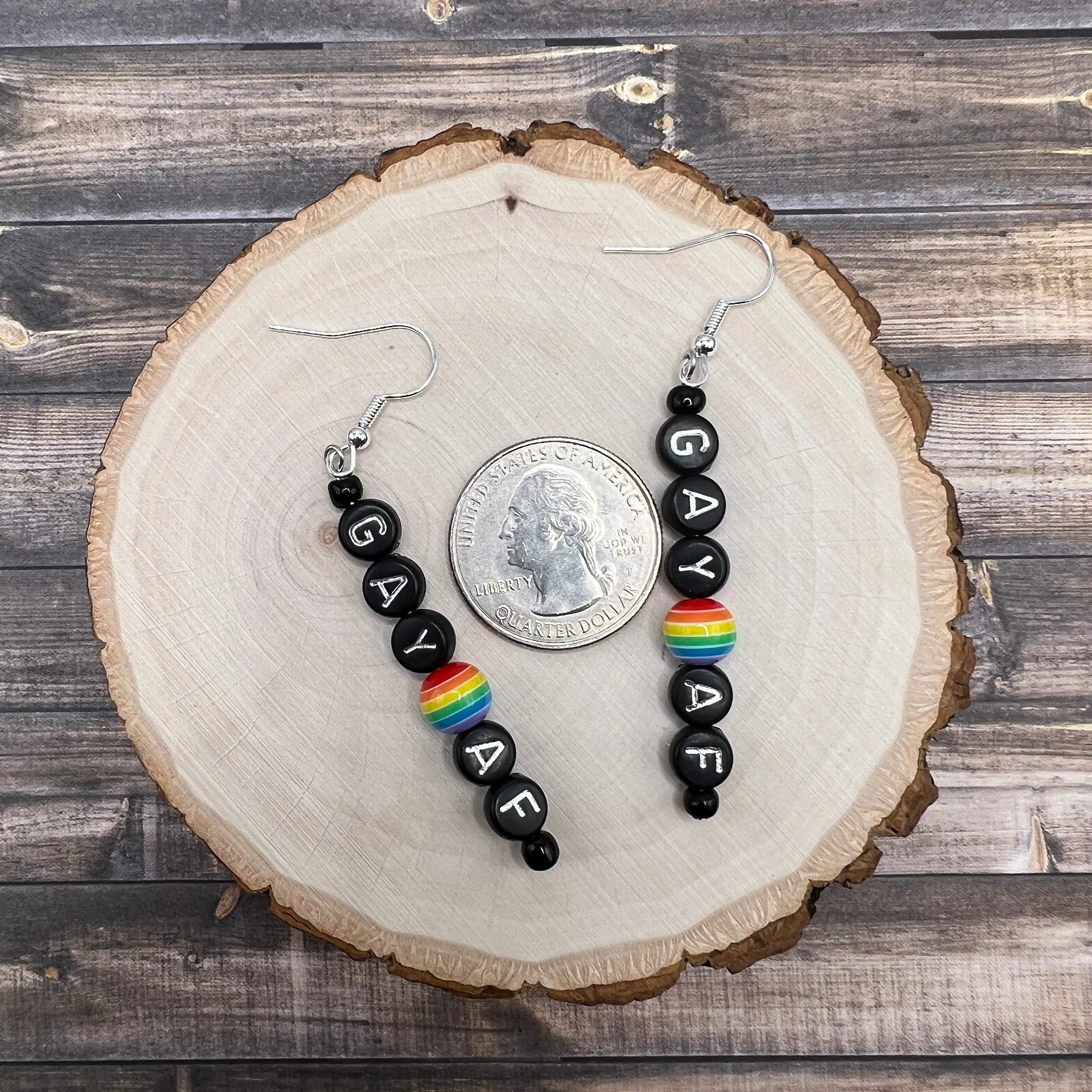 Gay AF Handmade Alphabet Bead LGBTQ  Pride Month Hypoallergenic  Earrings