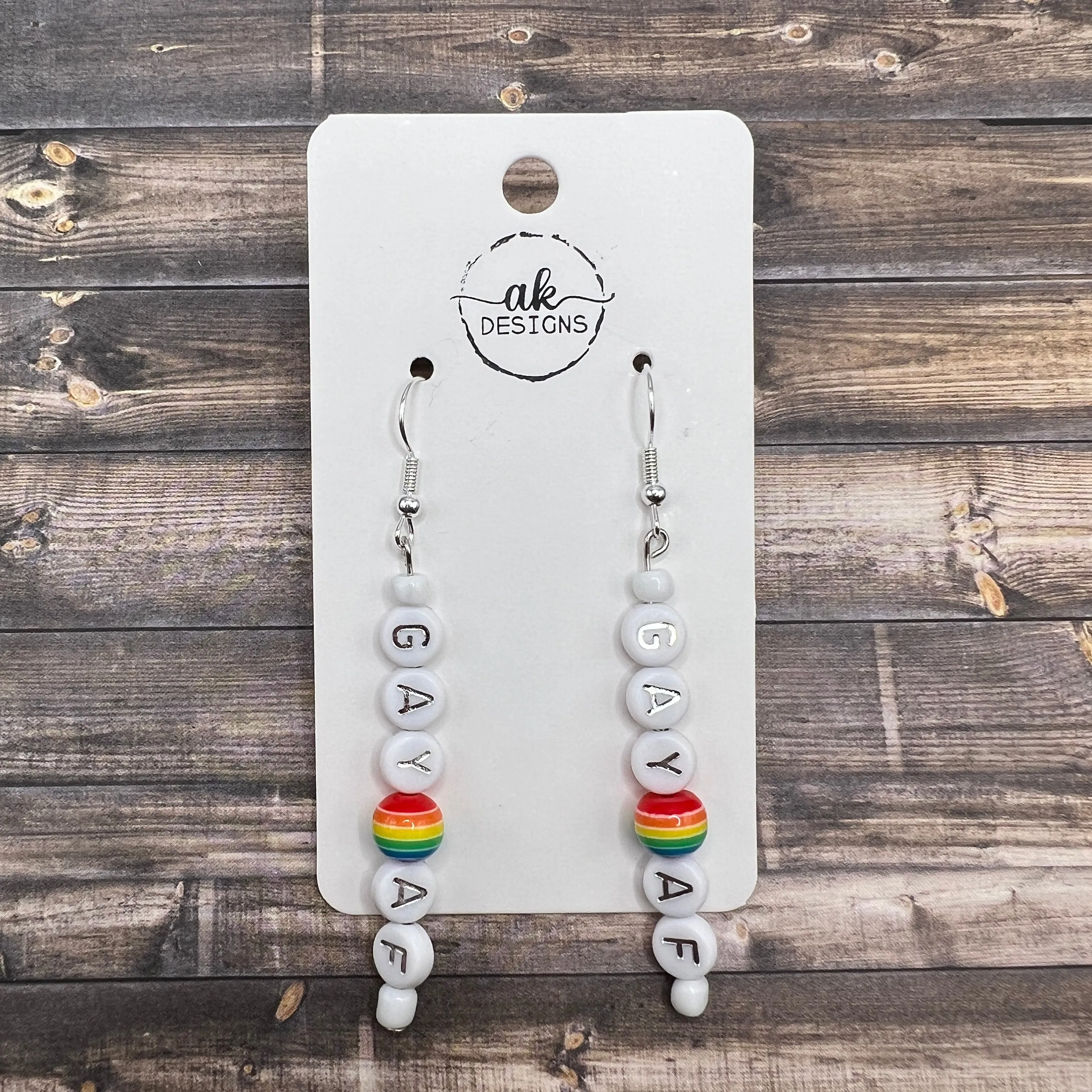 Gay AF Handmade Alphabet Bead LGBTQ  Pride Month Hypoallergenic  Earrings