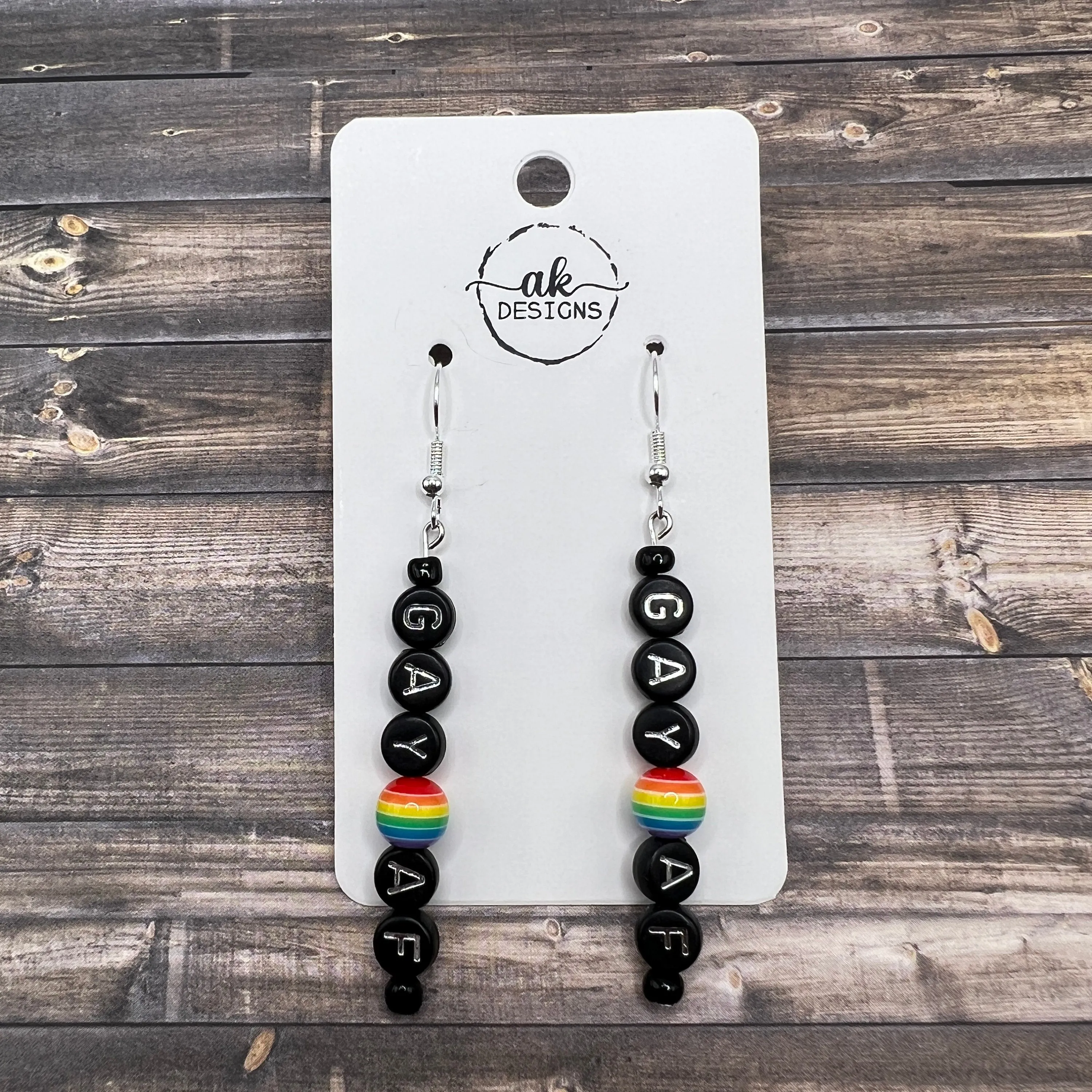 Gay AF Handmade Alphabet Bead LGBTQ  Pride Month Hypoallergenic  Earrings