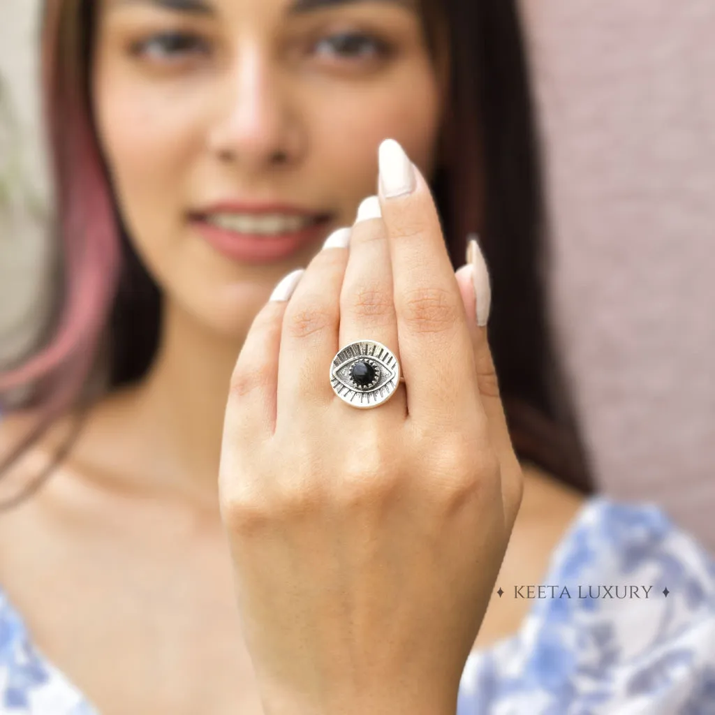 Gaze Guardian- Black Onyx Ring