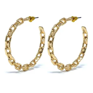 Gold Chain Link Hoop Earrings