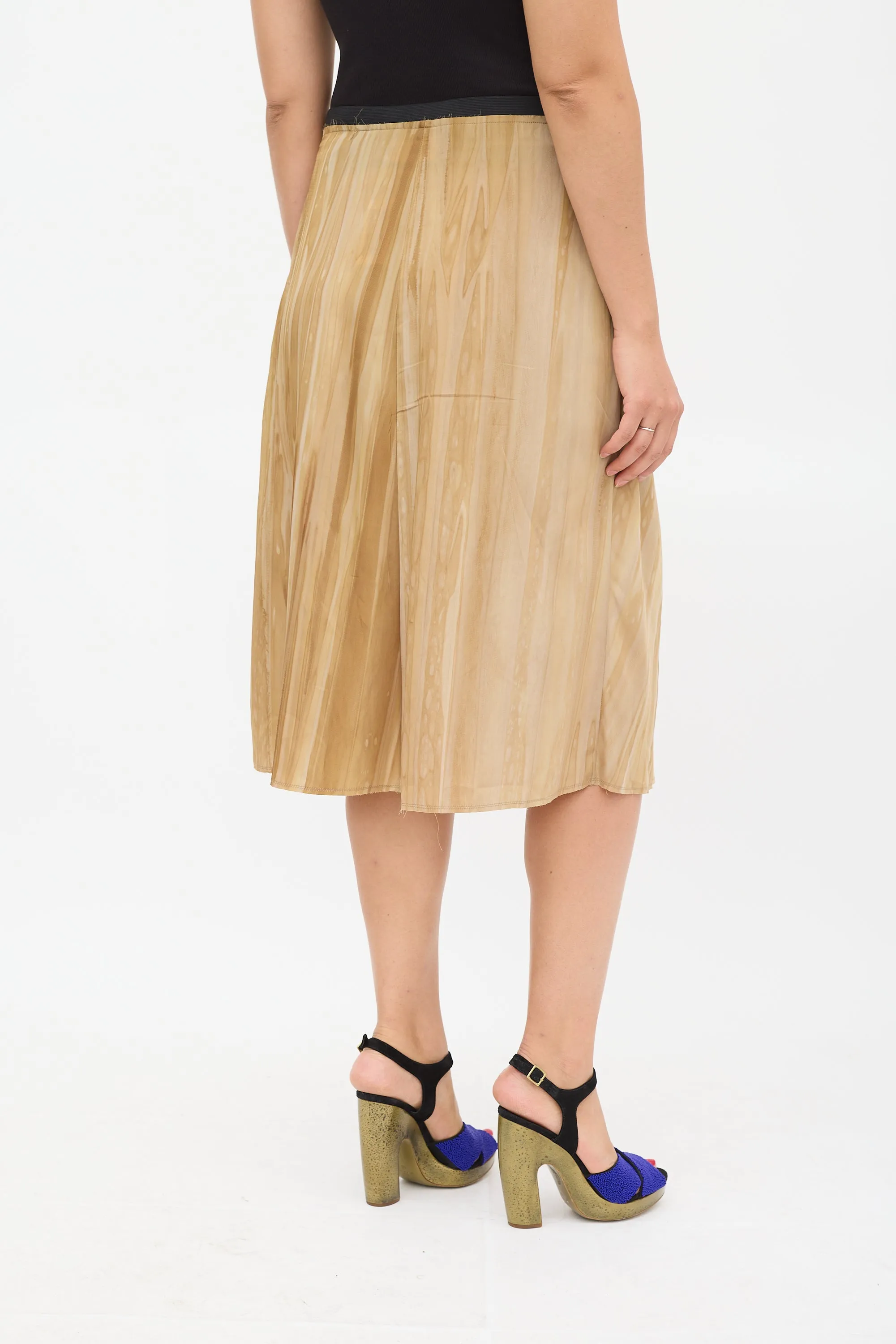 Gold Marbled Pleated Skirt