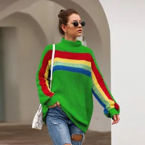 Gorgeous Women's Sweater - Winter Autumn Striped Knit Turtleneck Long Sleeve Sweaters - Female Pullovers Tops (D23)(TB8C)(BCD2)(BCD4)