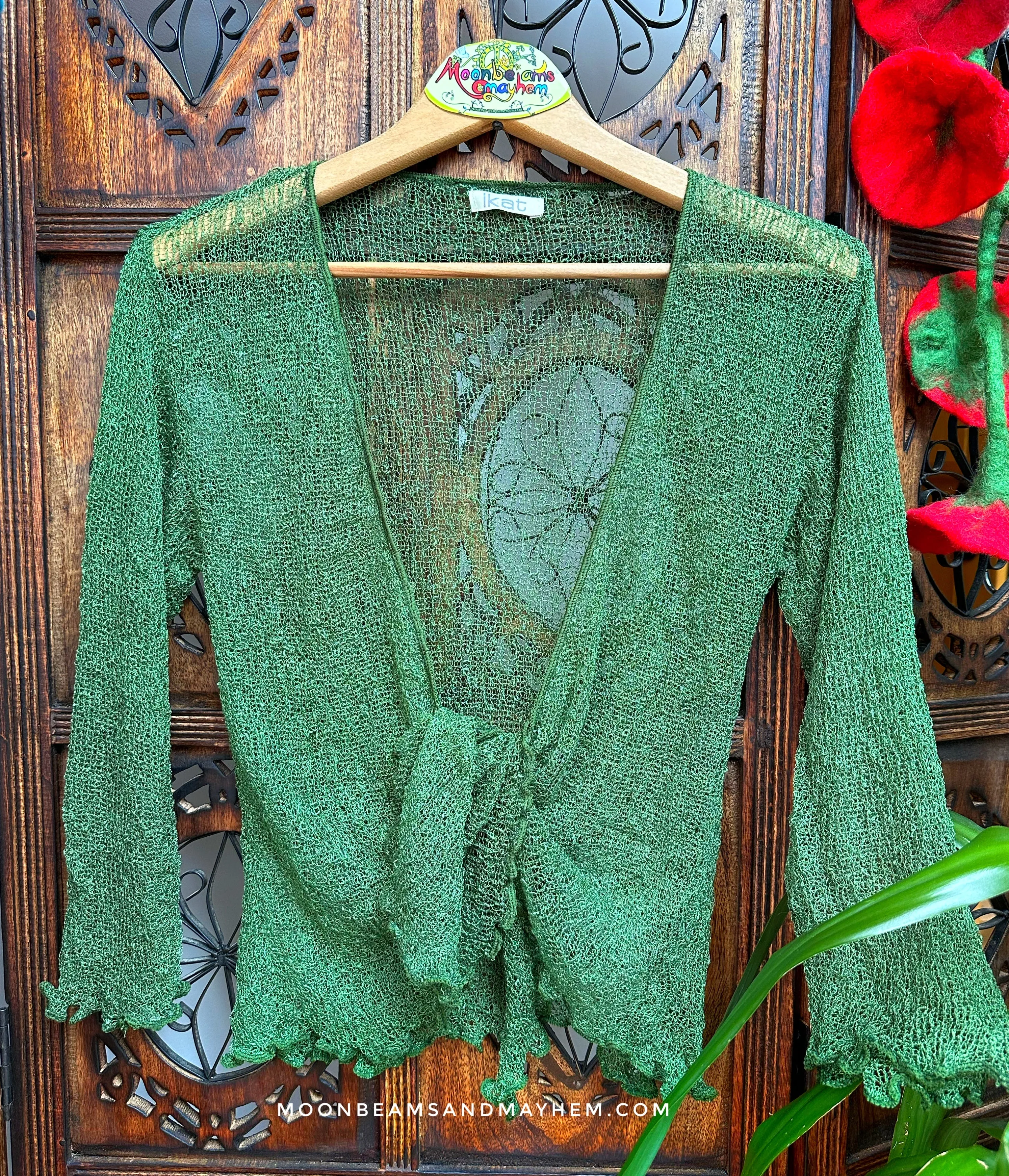 GREEN KNITTED  SHRUG / CARDIGAN