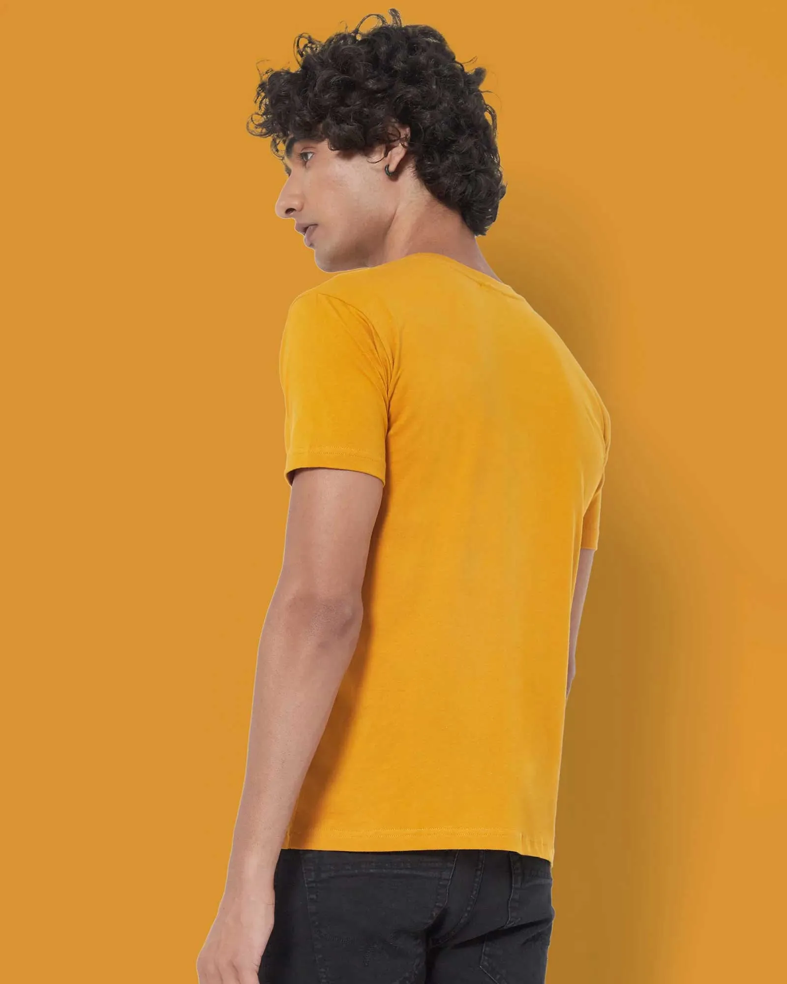 Half Sleeves Henley: Mustard