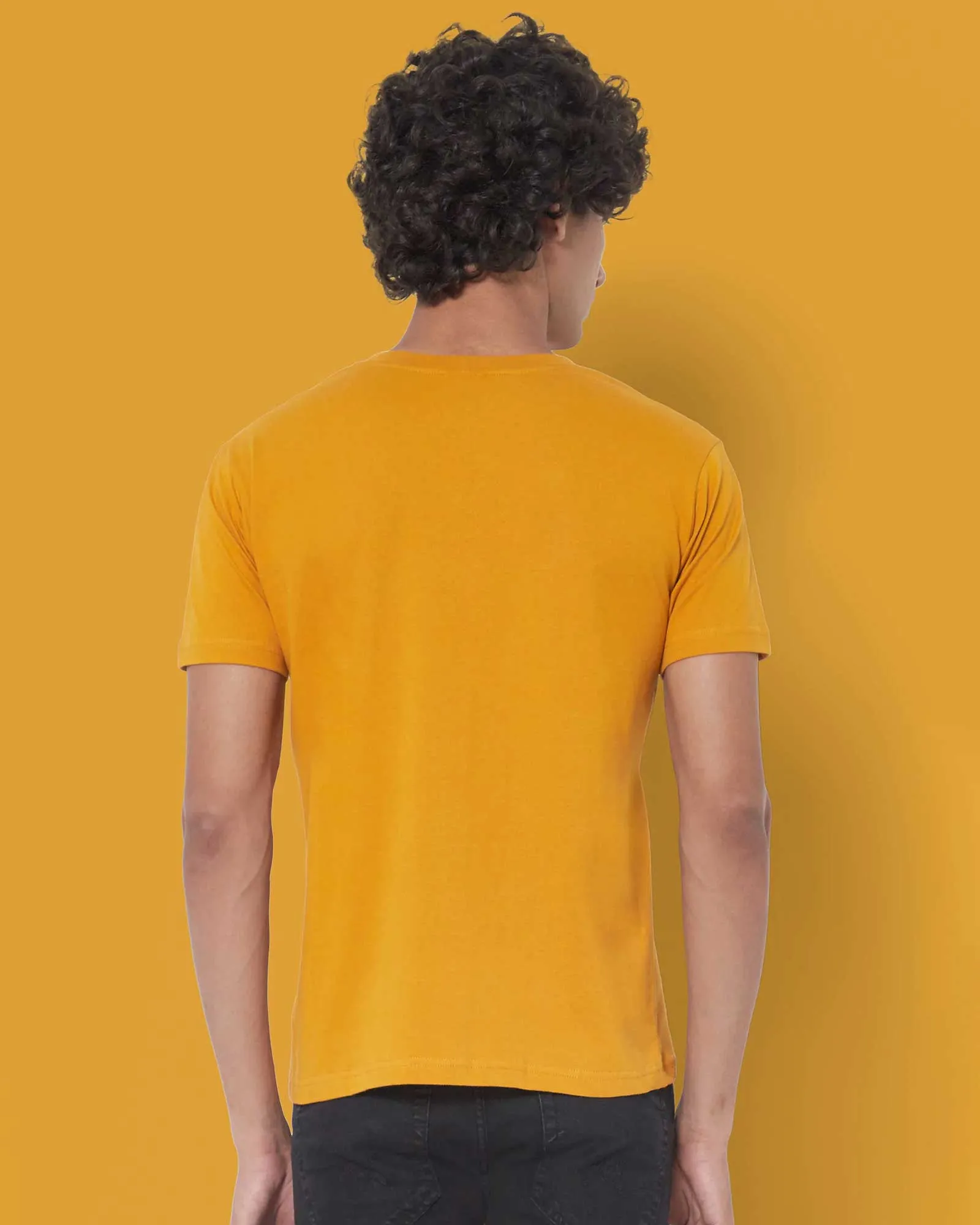 Half Sleeves Henley: Mustard