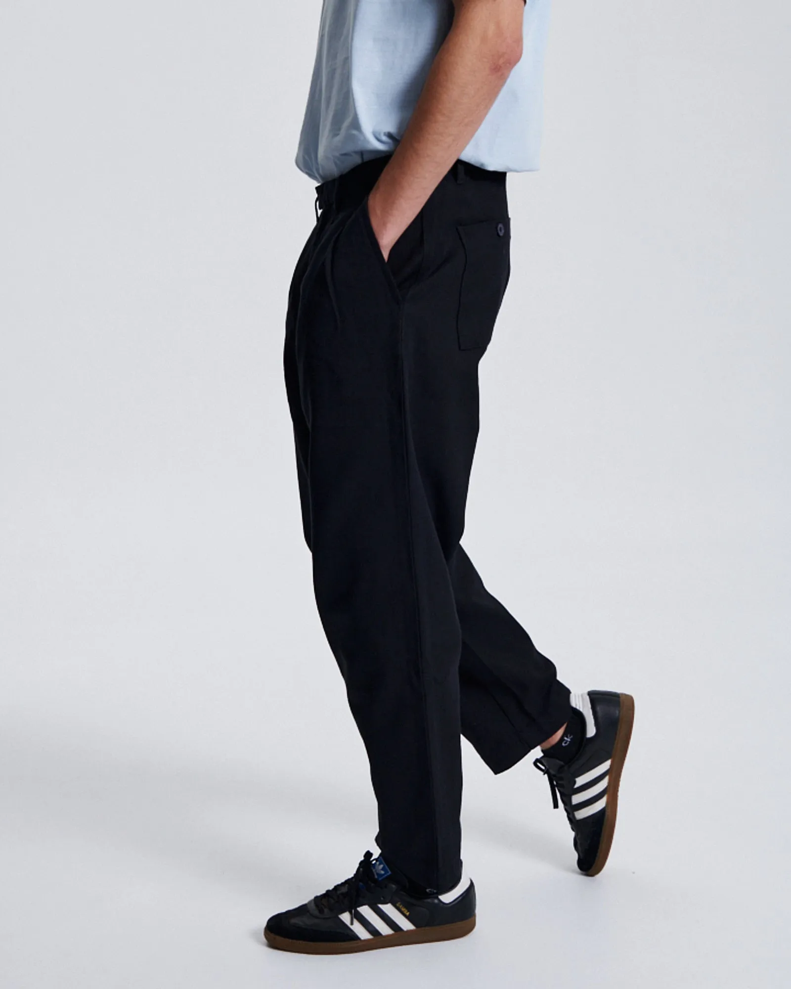 Harro Twill Pleat Pant - Black