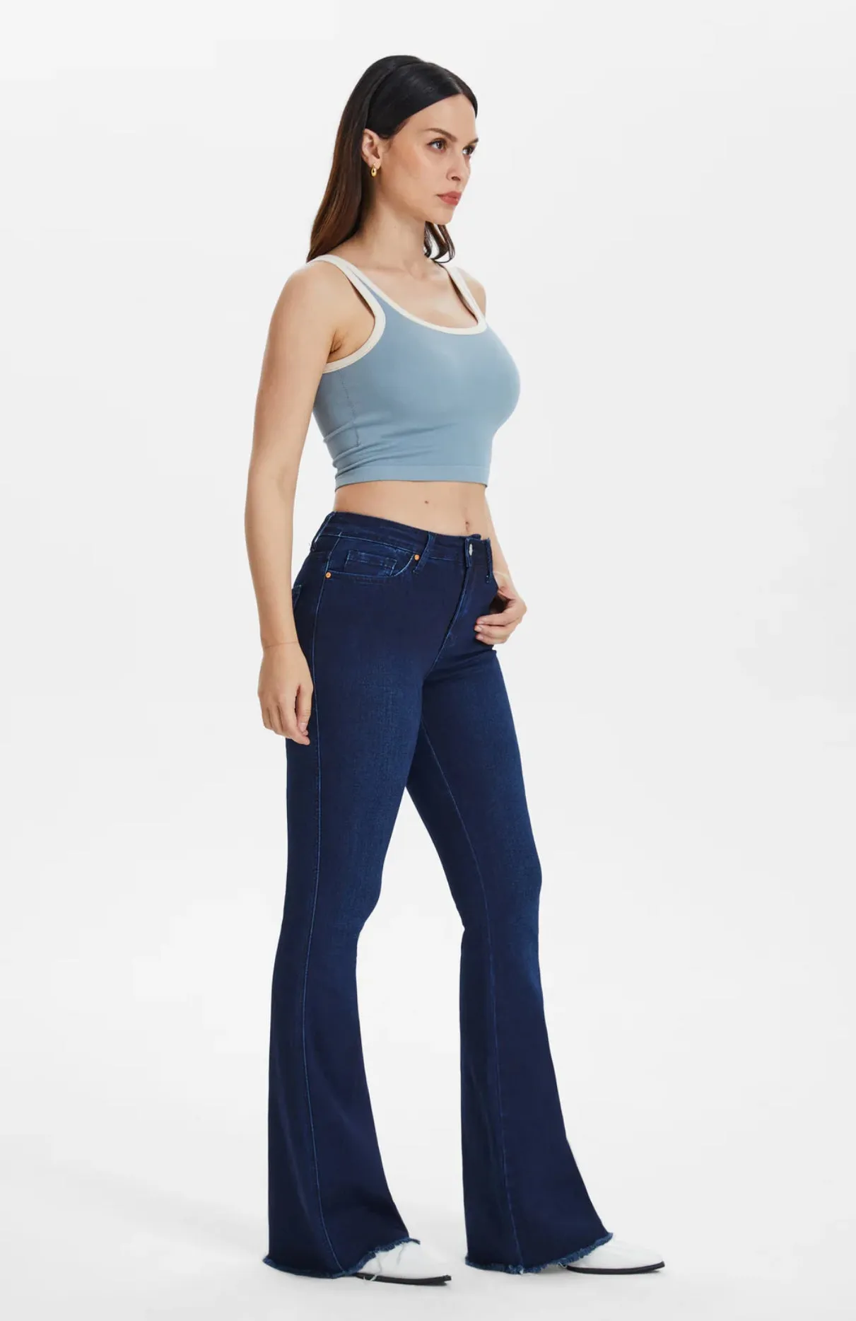 High Rise Flare Jeans in Deep Water