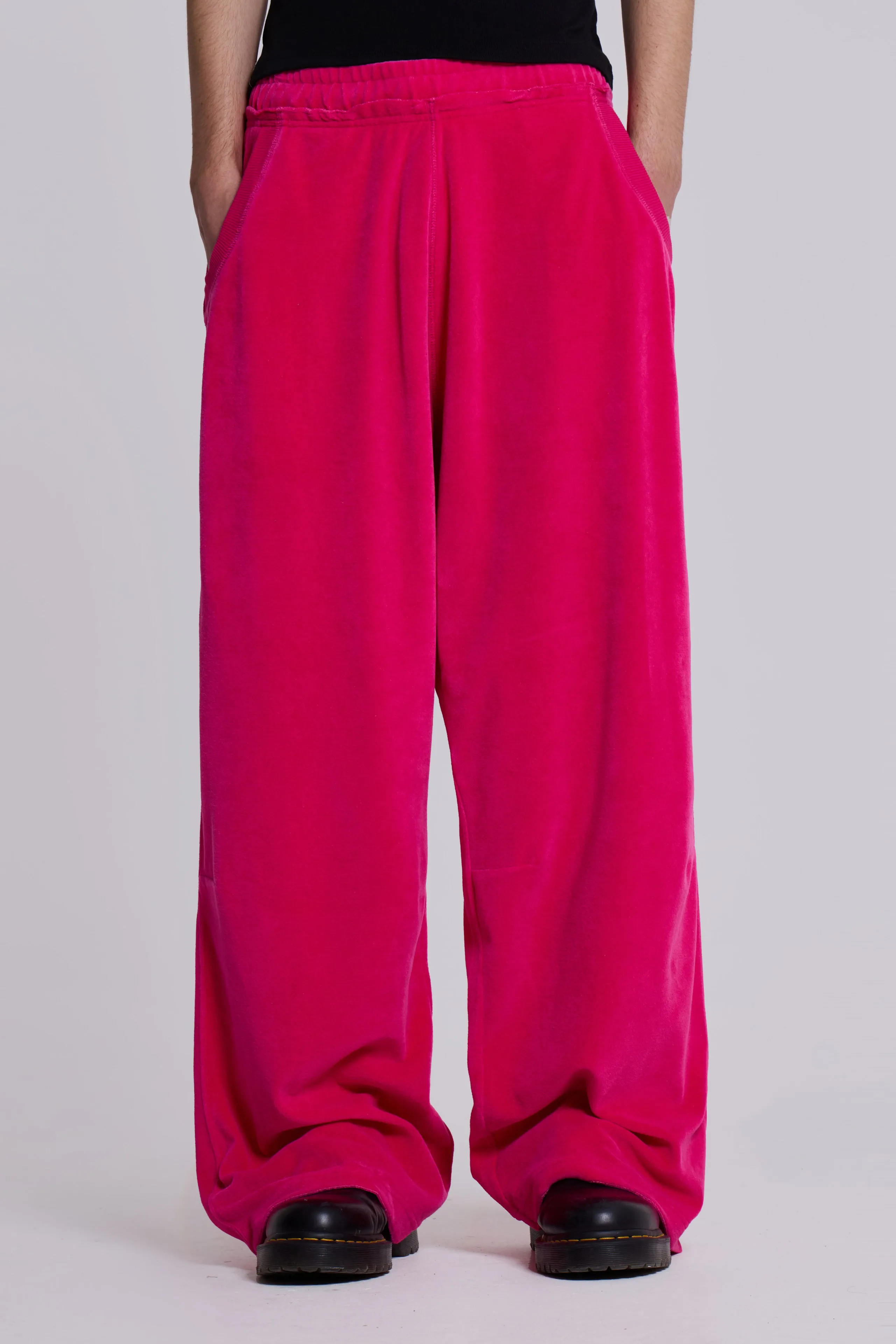 Hot Pink Velour Baggy Monster Joggers